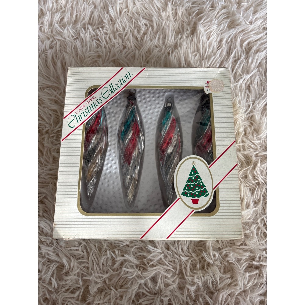 Vintage Classic Living Christmas‎ Collection Glass Icicle Teardrop Ornaments 4